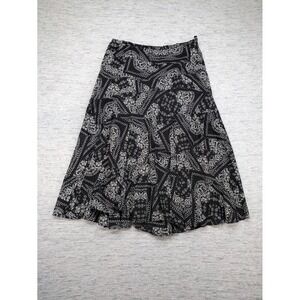 Lauren Ralph Lauren Paisley Print Skirt A-Line Midi Casual Black Size‎ 16 Artsy